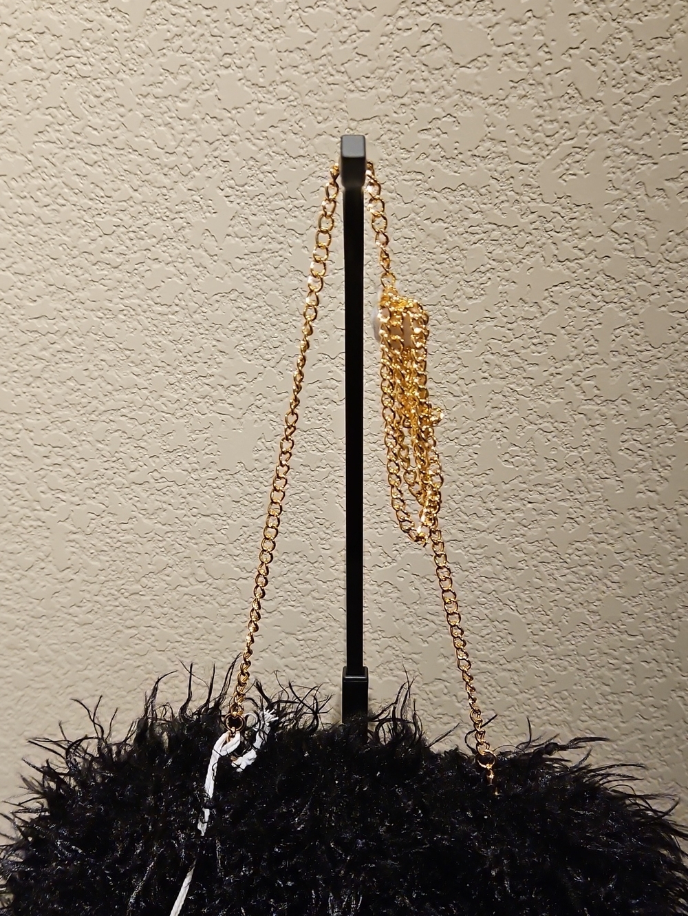 Haute Hippie - Black Faux Fur Clutch Purse With Gold Chain - Picture 3 of 5